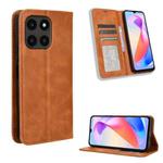For Honor X6a 4G Magnetic Buckle Retro Texture Leather Phone Case(Brown)