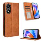 For Honor X5 Plus Magnetic Buckle Retro Texture Leather Phone Case(Brown)