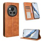 For Honor Magic6 Pro 5G Magnetic Buckle Retro Texture Leather Phone Case(Brown)