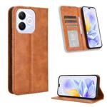 For Honor X60i 5G Magnetic Buckle Retro Texture Leather Phone Case(Brown)