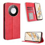 For Honor X60 5G / X9C Smart Magnetic Buckle Retro Texture Leather Phone Case(Red)