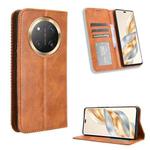 For Honor X60 Pro 5G / X9C 5G Magnetic Buckle Retro Texture Leather Phone Case(Brown)