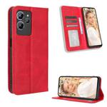 For Oukitel C32 Magnetic Buckle Retro Texture Leather Phone Case(Red)