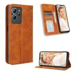 For Oukitel C32 Magnetic Buckle Retro Texture Leather Phone Case(Brown)