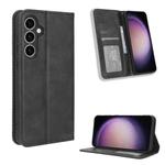 For Samsung Galaxy S23 FE 5G Magnetic Buckle Retro Texture Leather Phone Case(Black)