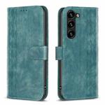 For Samsung Galaxy S23 5G Plaid Embossed Leather Phone Case(Green)