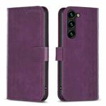 For Samsung Galaxy S23 5G Plaid Embossed Leather Phone Case(Purple)