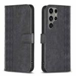 For Samsung Galaxy S23 Ultra 5G Plaid Embossed Leather Phone Case(Black)