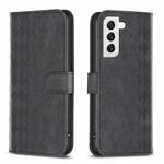 For Samsung Galaxy S22 5G Plaid Embossed Leather Phone Case(Black)