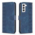 For Samsung Galaxy S22+ 5G Plaid Embossed Leather Phone Case(Blue)