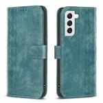 For Samsung Galaxy S22+ 5G Plaid Embossed Leather Phone Case(Green)