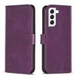 For Samsung Galaxy S22+ 5G Plaid Embossed Leather Phone Case(Purple)