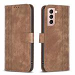 For Samsung Galaxy S21 5G Plaid Embossed Leather Phone Case(Brown)