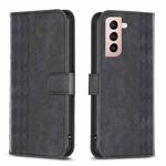 For Samsung Galaxy S21 5G Plaid Embossed Leather Phone Case(Black)