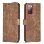 For Samsung Galaxy S20 FE Plaid Embossed Leather Phone Case(Brown)