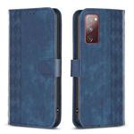 For Samsung Galaxy S20 FE Plaid Embossed Leather Phone Case(Blue)