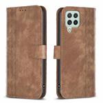 For Samsung Galaxy A22 4G Plaid Embossed Leather Phone Case(Brown)