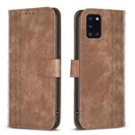 For Samsung Galaxy A31 Plaid Embossed Leather Phone Case(Brown)