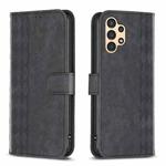 For Samsung Galaxy A33 Plaid Embossed Leather Phone Case(Black)