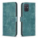 For Samsung Galaxy A71 4G Plaid Embossed Leather Phone Case(Green)