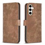 For Samsung Galaxy S23 FE 5G Plaid Embossed Leather Phone Case(Brown)