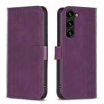 For Samsung Galaxy S24+ 5G Plaid Embossed Leather Phone Case(Purple)