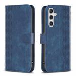 For Samsung Galaxy A35 Plaid Embossed Leather Phone Case(Blue)