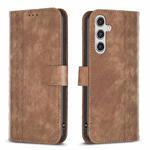 For Samsung Galaxy A55 Plaid Embossed Leather Phone Case(Brown)