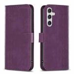 For Samsung Galaxy A55 Plaid Embossed Leather Phone Case(Purple)