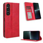 For Sony Xperia 1 V Magnetic Buckle Retro Texture Leather Phone Case(Red)