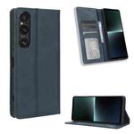 For Sony Xperia 1 V Magnetic Buckle Retro Texture Leather Phone Case(Blue)