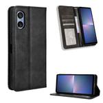 For Sony Xperia 5 V 2023 Magnetic Buckle Retro Texture Leather Phone Case(Black)