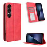 For Sony Xperia 1 VII Magnetic Buckle Retro Texture Leather Phone Case(Red)