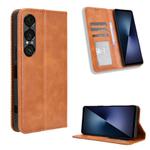 For Sony Xperia 1 VII Magnetic Buckle Retro Texture Leather Phone Case(Brown)