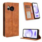 For Sharp Aquos Sense8 Magnetic Buckle Retro Texture Leather Phone Case(Brown)
