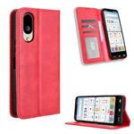 For Sharp Basio Active3 Magnetic Buckle Retro Texture Leather Phone Case(Red)