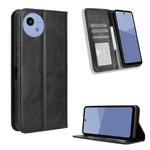 For Sharp Aquos wish5 Magnetic Buckle Retro Texture Leather Phone Case(Black)