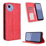For Sharp Aquos wish5 Magnetic Buckle Retro Texture Leather Phone Case(Red)
