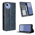 For Sharp Aquos wish5 Magnetic Buckle Retro Texture Leather Phone Case(Blue)