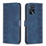 For OPPO A16 / A16s / A54s / A55 Plaid Embossed Leather Phone Case(Blue)