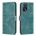 For OPPO A16 / A16s / A54s / A55 Plaid Embossed Leather Phone Case(Green)