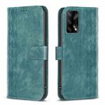 For OPPO A74 4G / F19 4G Plaid Embossed Leather Phone Case(Green)