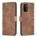 For OPPO A74 5G / A93 5G / A54 5G Plaid Embossed Leather Phone Case(Brown)