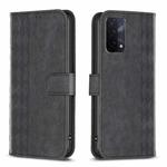 For OPPO A74 5G / A93 5G / A54 5G Plaid Embossed Leather Phone Case(Black)