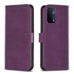 For OPPO A74 5G / A93 5G / A54 5G Plaid Embossed Leather Phone Case(Purple)