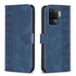 For OPPO A94 4G / Reno5 F / F19 Pro Plaid Embossed Leather Phone Case(Blue)