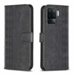 For OPPO A94 4G / Reno5 F / F19 Pro Plaid Embossed Leather Phone Case(Black)