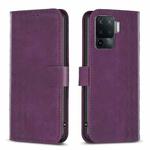 For OPPO A94 4G / Reno5 F / F19 Pro Plaid Embossed Leather Phone Case(Purple)