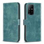 For OPPO A94 5G / F19 Pro+ 5G Plaid Embossed Leather Phone Case(Green)