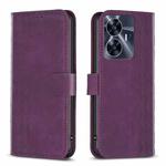 For Realme C55 Plaid Embossed Leather Phone Case(Purple)